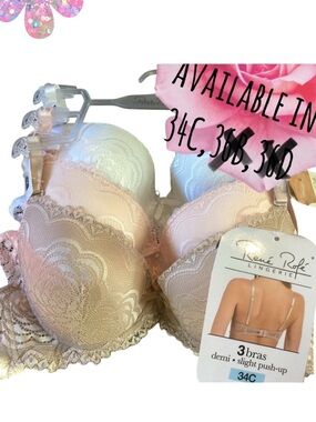 🌸3 Pack Lace Bra Demi Slight Push